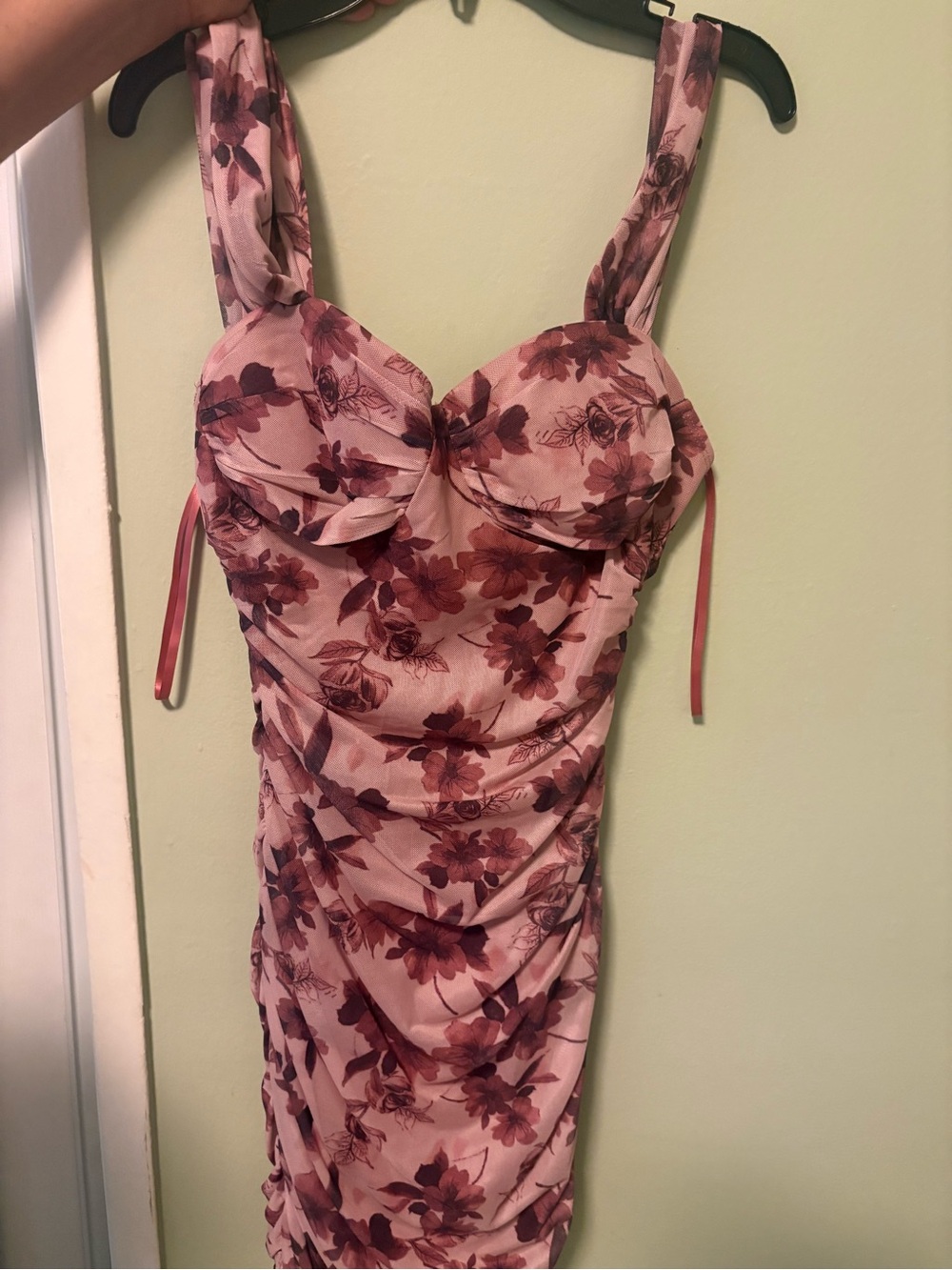 Windsor Rose-Pink Floral Sweetheart Mini Dress